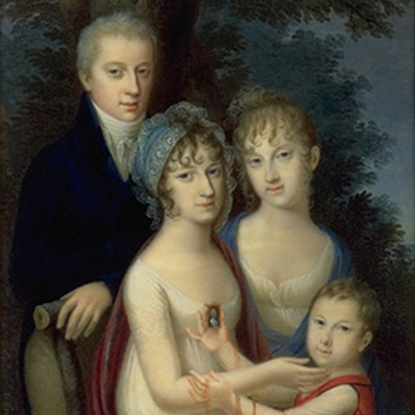 Maria Ludovica (empress of Austria) with three stepchildren, painted by Bernhard von Guérard with watercolor and gouache on ivory, 1810