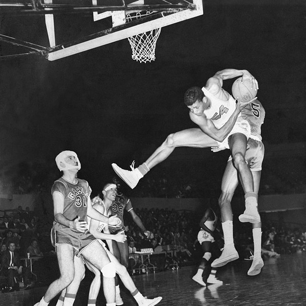 Basketball rebound, Sterling Forbes of Pepperdine College, 1959